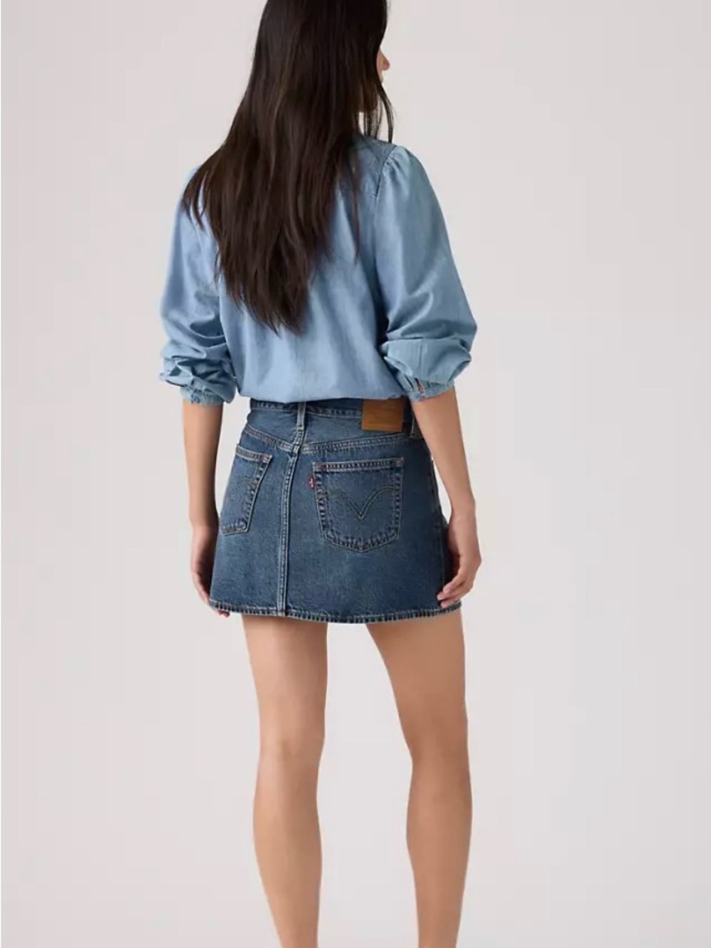 NWOT! Levi's Icon Denim Mini Skirt Jean Dark Medium Classic Wash sz 30 - Picture 3 of 9